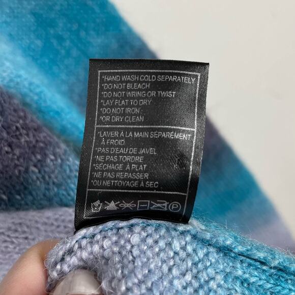 BB Dakota Womens Blue Ombre Sweater Size M Gradient Fuzzy Wool Blend Long Sleeve - Picture 7 of 10